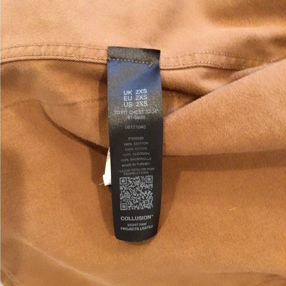 Collusion Men Jacket size XXS color brown collar button down front pockets